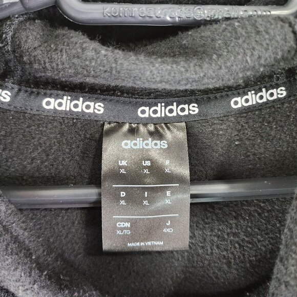 Mens Black Adidas Hoodie Sweatshirt Long Sleeves w/ White Stripes Size XL - Picture 6 of 10